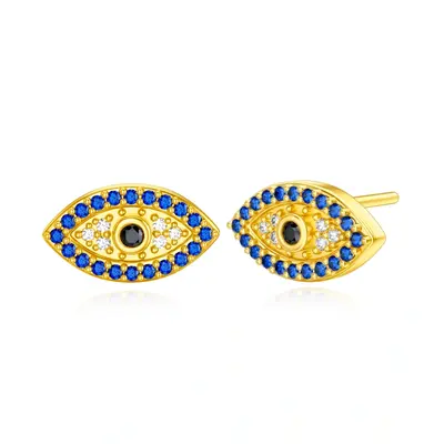 9K Gold Cubic Zirconia Evil Eye Stud Earrings