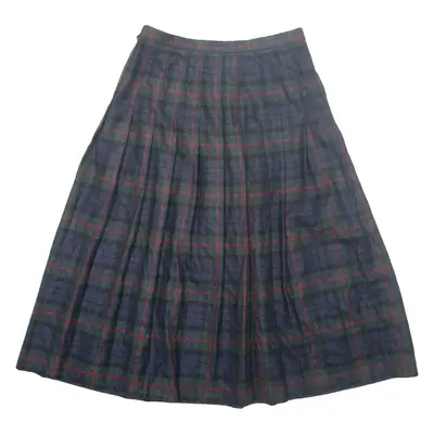 FOXLEY Womens Pleated Skirt Blue Midi Check M