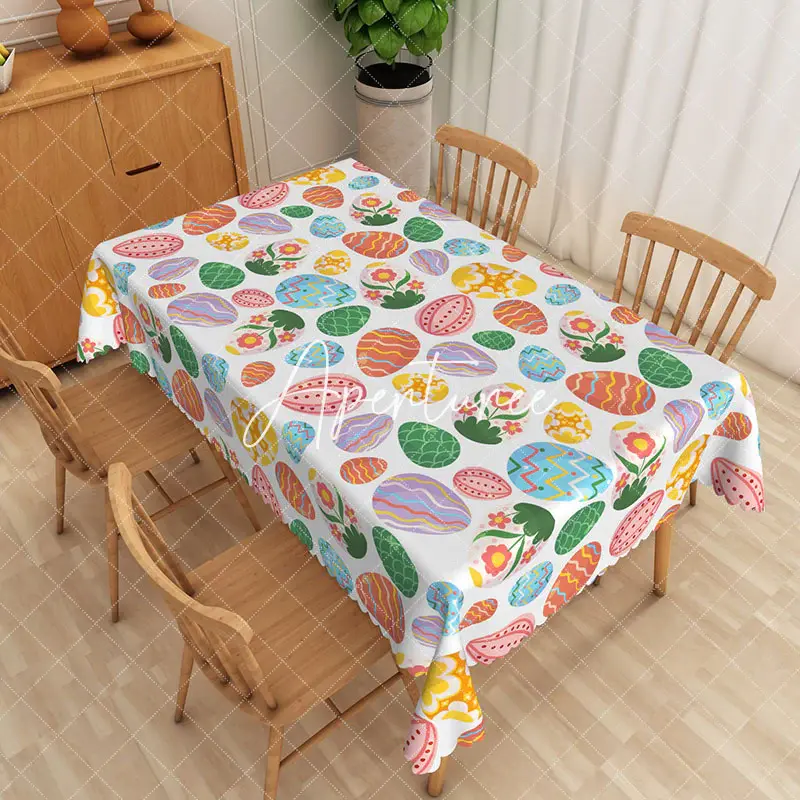 Aperturee Colorful Eggs Easter Party Rectangle Tablecloth, 52 x 70 inch, 30.82 USD, rectangle tablecloths, ZJY04957-A