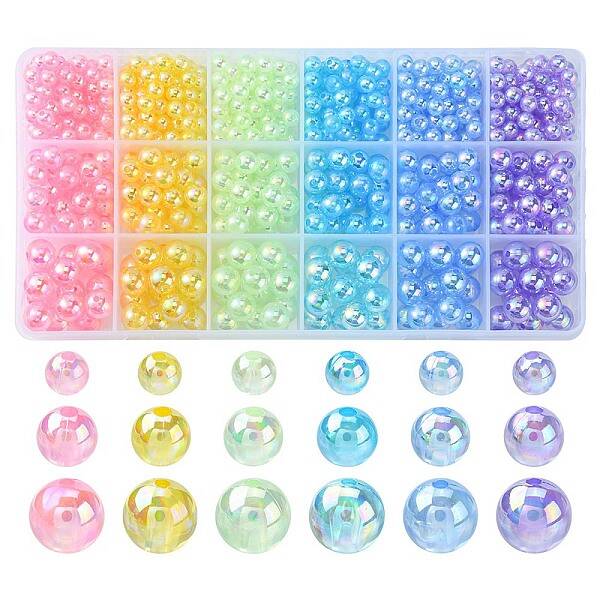 18 Style Transparent Rainbow Iridescent Acrylic Beadss Plated