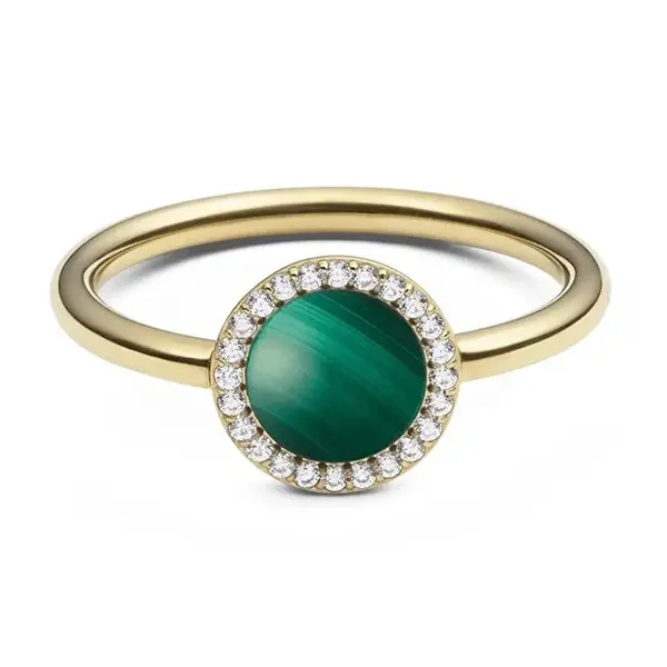 Daniel wellington Elegant Gold Plated Ring with Malachite and Crystals Audrey DW0040133 - Circuit: 52 mm