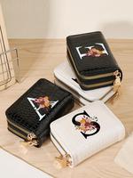 Fashion Letter Crocodile Pattern Short Wallet, 2025 New Style Casual Versatile Zipper Card Holder for Women, Trendy All-match...