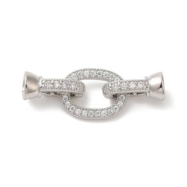 Brass Micro Pave Clear Cubic Zirconia Fold Over Clasps