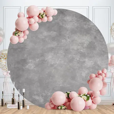 Aperturee Circle Simple Grey Theme Happy Birthday Backdrop