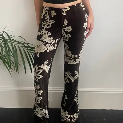 Rinascimento Flared Trousers - 28W UK 6 Brown Cotton Blend