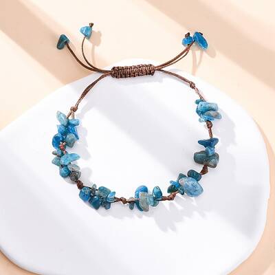 Adjustable Natural Apatite Braided Bead Bracelets for Women