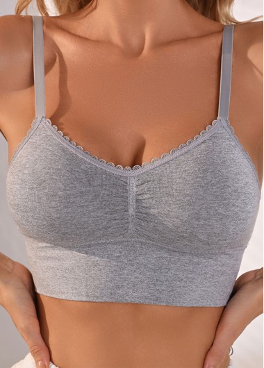 Modlily Sexy Babydoll Lingerie Chemises Grey Push-up Scoop Wire  Bra - M