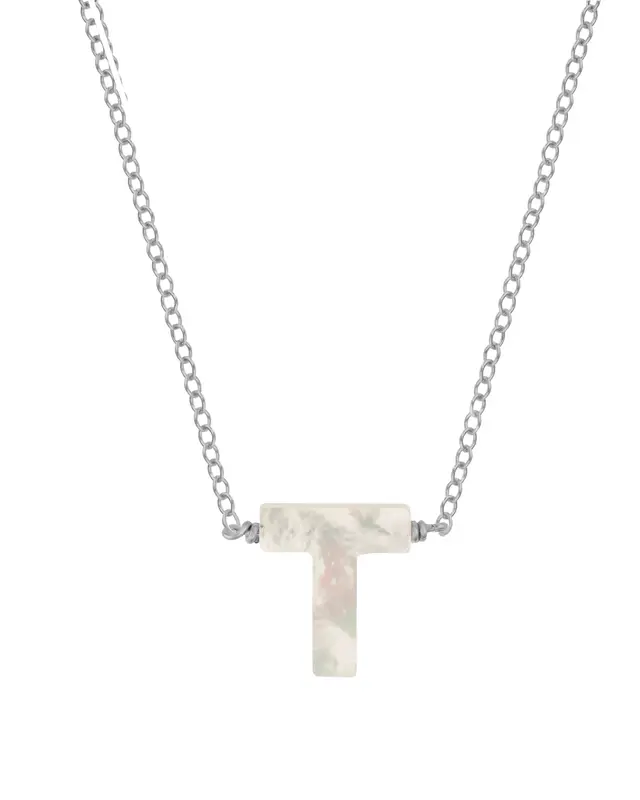 Dawn Initial Necklace | Metal Color: Silver | Style: T
