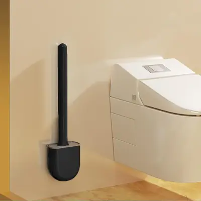 Long Handle Toilet Brush with Holder, 1 Count Toilet Bowl Brush, Toilet Cleaning Brush, Bathroom Accessories, Fathers Day Gif...