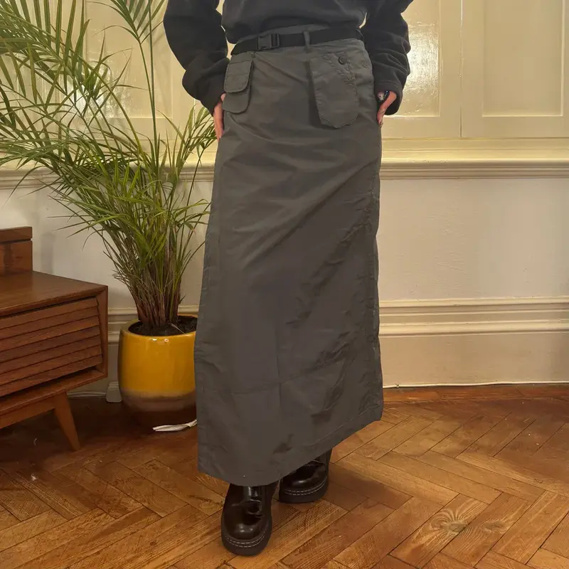 Original Marines Maxi Skirt - 28W UK 8 Grey Nylon