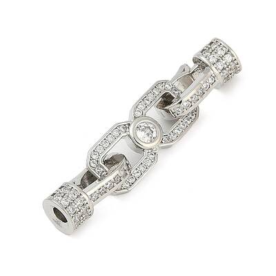 Brass Micro Pave Clear Cubic Zirconia Fold Over Clasps
