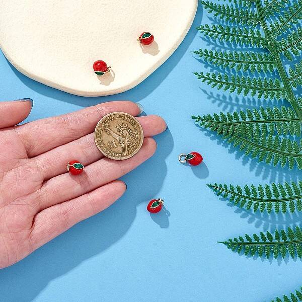 5 Pieces Apple Charms Pendant Enamel Fruit Charm Cute Red Apple Pendant for Jewelry Keychain Earring Making Crafts