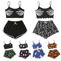 Women's Lightweight Printed Pajama Sets - Loose - Fit Cami and Shorts Combo for Comfortable Indoor & Outdoor Wear, Ideal for ...