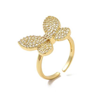 Clear Cubic Zirconia Butterfly Open Cuff Ring