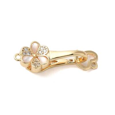 Brass Micro Pave Clear Cubic Zirconia Fold Over Clasps