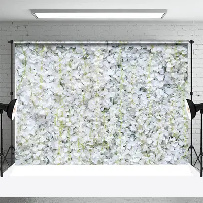 Dense White Floral Spring Wedding Party Backdrop - Aperturee