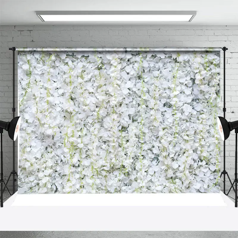 Dense White Floral Spring Wedding Party Backdrop - Aperturee