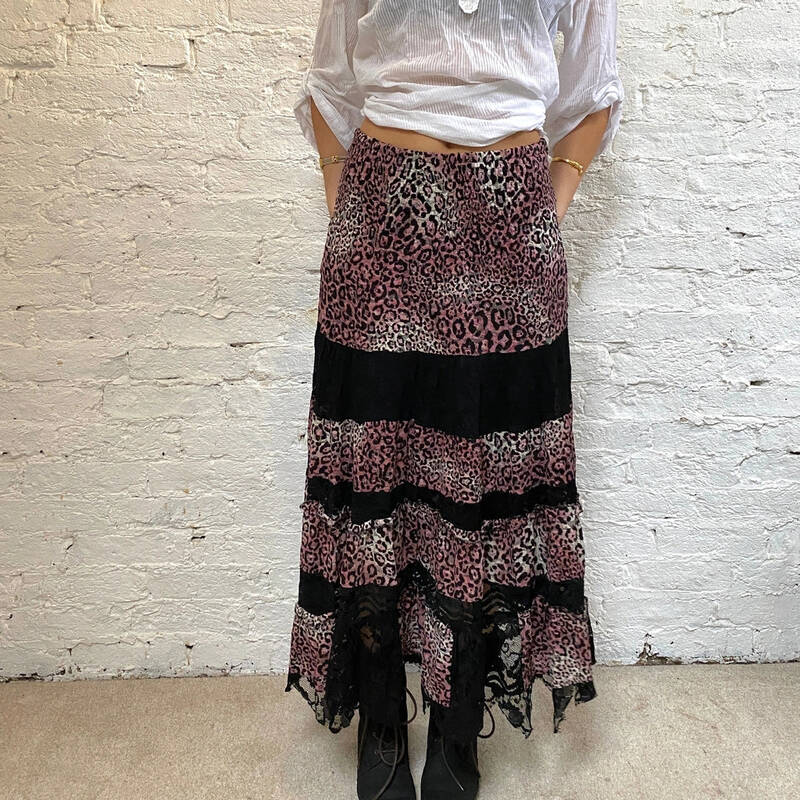 Patrizia Bruschi Animal print Maxi Skirt - 36W UK 16 Pink Viscose Blend