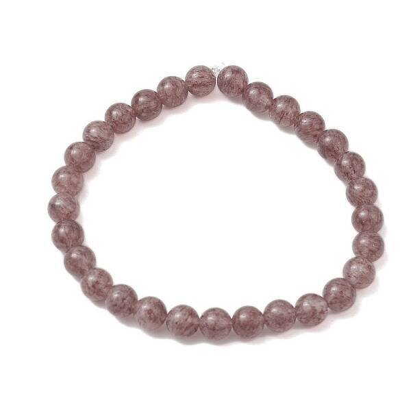 6mm Round Natural Strawberry Quartz Beaded Stretch Bracelets for Women Men