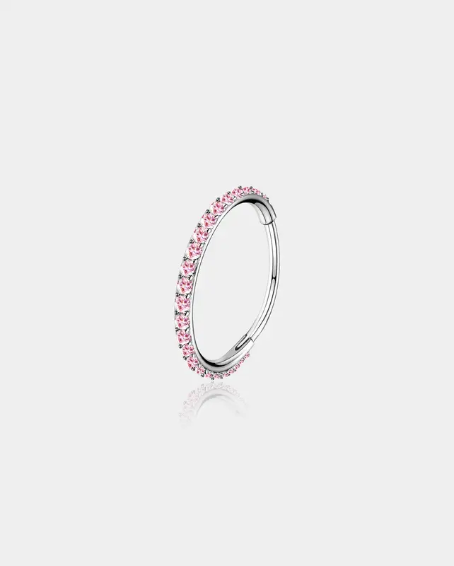 20G Pink CZ Hinged Segment Nose Ring - Pink CZ / 6mm