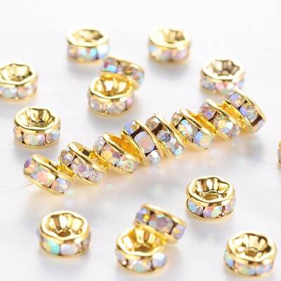 Brass Grade A Rhinestone Spacer Beads