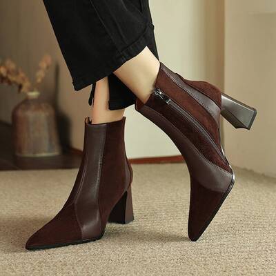 CHIKO Adelita Pointy Toe Chunky Heels Ankle Boots