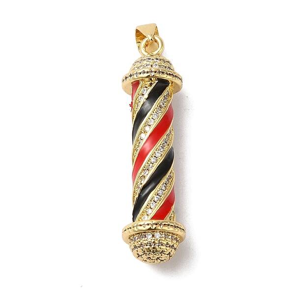Rack Plating Brass Micro Pave Cubic Zirconia and Enamel Pendants