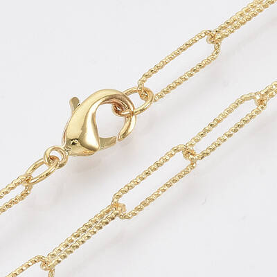 Brass Textured Paperclip Chain Necklace Making