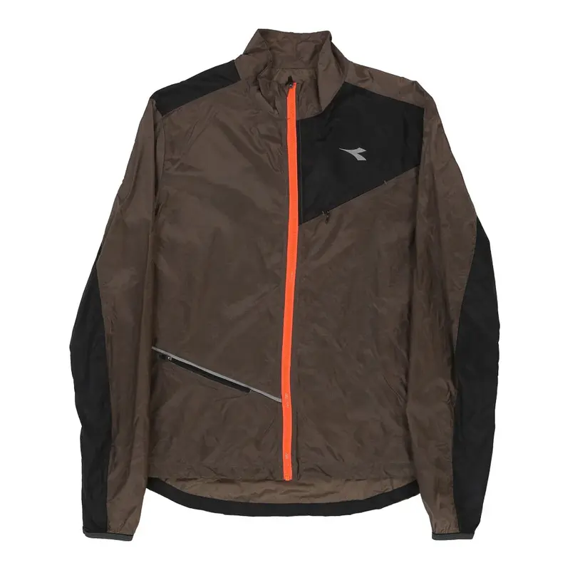 Diadora Track Jacket - Large Brown Nylon