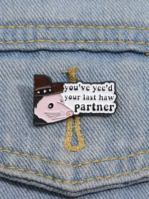 Fashionable All-match Cartoon Rat & Slogan Design Pin Brooch, Summer Fashion Alloy Badge for Daily Clothing Decor, Clothes A...
