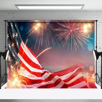 Waving Usa Flag Bloom Sparkle Celebrates Backdrop - Aperturee