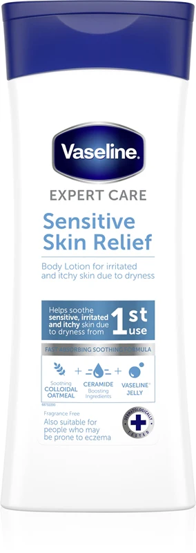 Vaseline Sensitive Skin Relief Moisturizing Body Milk for Dry, Anti-Itch Skin 400ml