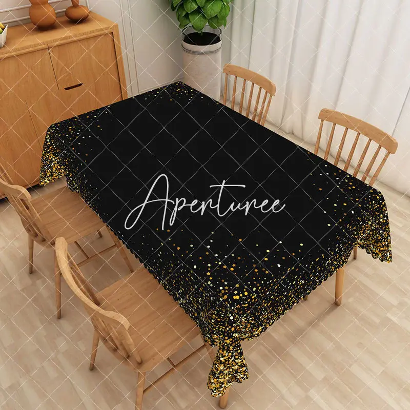 Aperturee Glittering Gold Disk Centerpiece Rectangle Tablecloth, 52 x 70 inch, 30.82 USD, rectangle tablecloths, ZJY04698-A