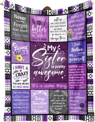 Sister Gifts Blanket, Sister Gifts from Sister, Happy Birthday Gifts for Sister, Soft Comfortable Flannel Sister Gifts for My...