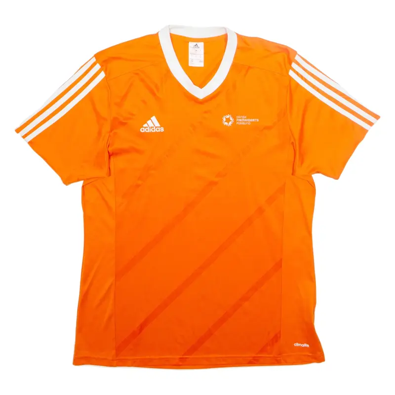 ADIDAS Dansk Firma Direct Mens Football Shirt Jersey Orange V-Neck L