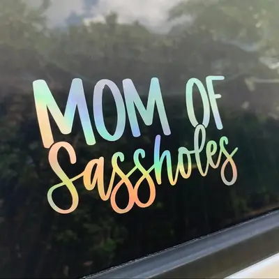 Mom of Sassholes Car Sticker, Waterproof Vinyl Bumper Sticker, Funny Car Decals for Car, Auto, Motorcar, Windows, Truck, Lapt...