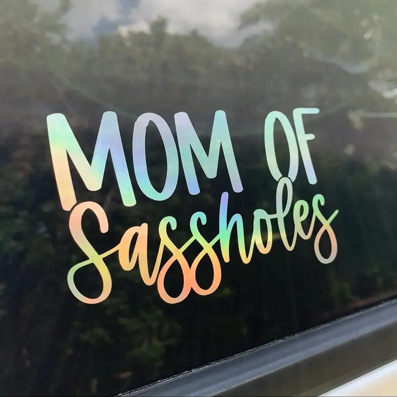Mom of Sassholes Car Sticker, Waterproof Vinyl Bumper Sticker, Funny Car Decals for Car, Auto, Motorcar, Windows, Truck, Lapt...