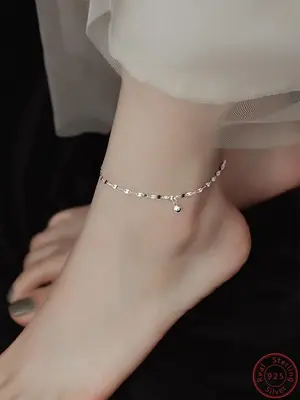 925 Sterling Silver Women's Simple Style Plain Color Bracelet with Bead, Fashion Jewelry for Party, Daily Clothing Decor, Exq...