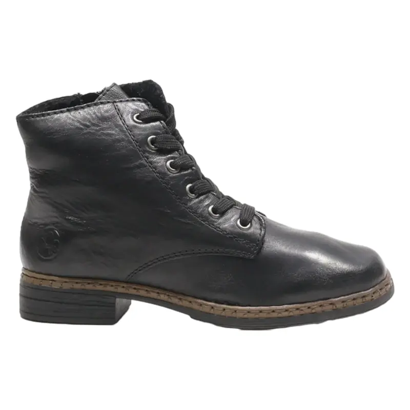 RIEKER Lace-Up Boots Black Leather Womens UK 4