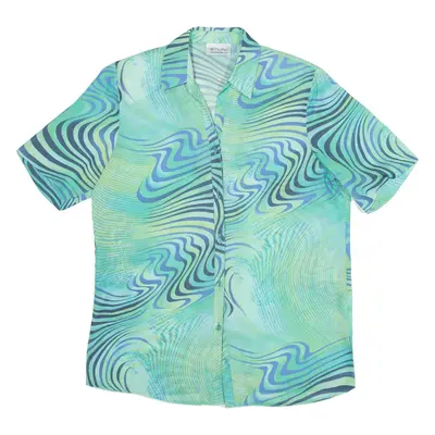 ERFE Shirt Green Crazy Pattern Short Sleeve Womens S