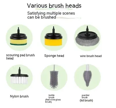 Electric Cleaning Brush Multifunctional Scouring Pad | style: Six headed brush | quantity: 1PC