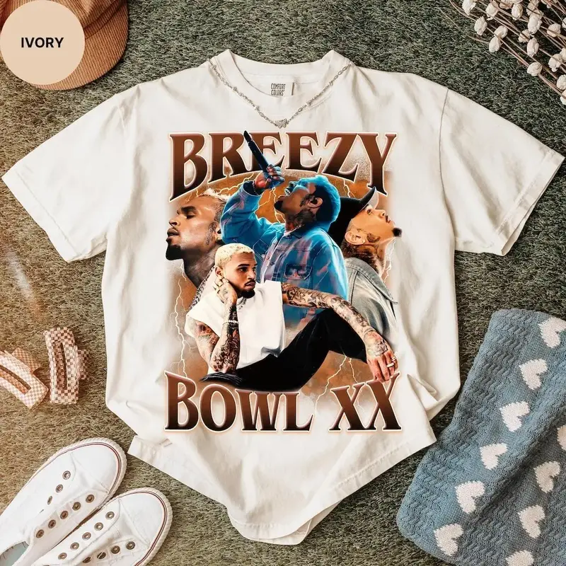 Brown Tour Breezy Bowl XX V2 Vintage Shirt, Concert Retro 2025 Shirt, Chris Graphic Tee, Brown Tee, Brown Gift