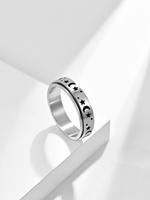 2024 New Trendy Star & Moon Decor Anxiety Ring, Elegant Everyday Ring, Rotatable Cuff Promise Rings, Fashion Matching Clean O...