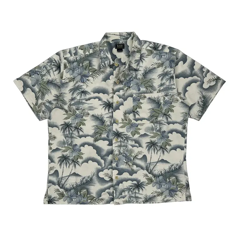 G. H. Bass & Co. Floral Hawaiian Shirt - Large Multicoloured Cotton