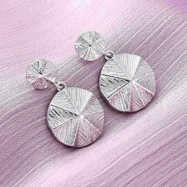 Flat Round Brass Dangle Stud Earrings
