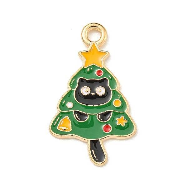 Christmas Kitty Alloy Enamel Pendants