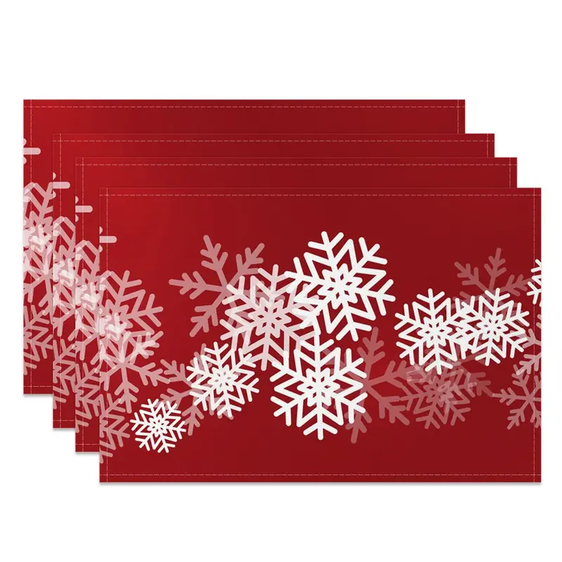 Aperturee Christmas Red White Snowflake Set Of 4 Placemats, 14x12 Inch, 15.8 USD, NYWH00388-S, placemats