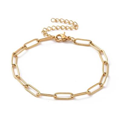 PVD Vacuum Plating 304 Stainless Steel Paper Chain Bracelet for Men Women