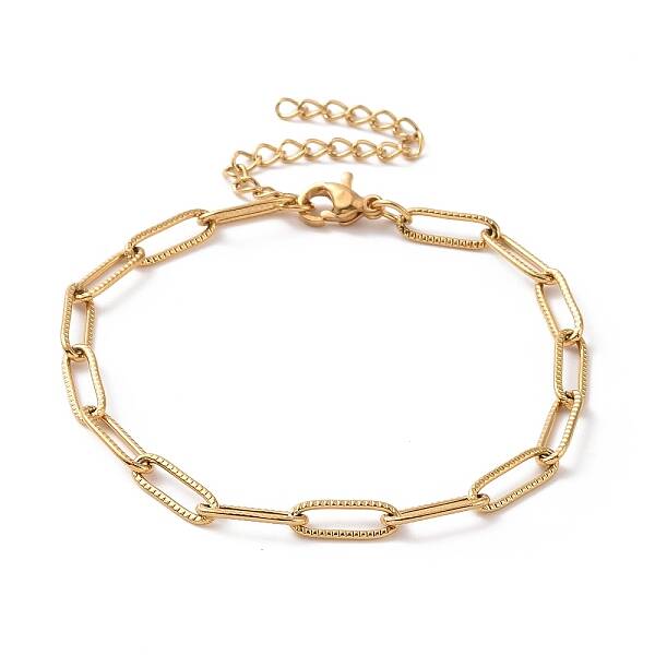 PVD Vacuum Plating 304 Stainless Steel Paper Chain Bracelet for Men Women