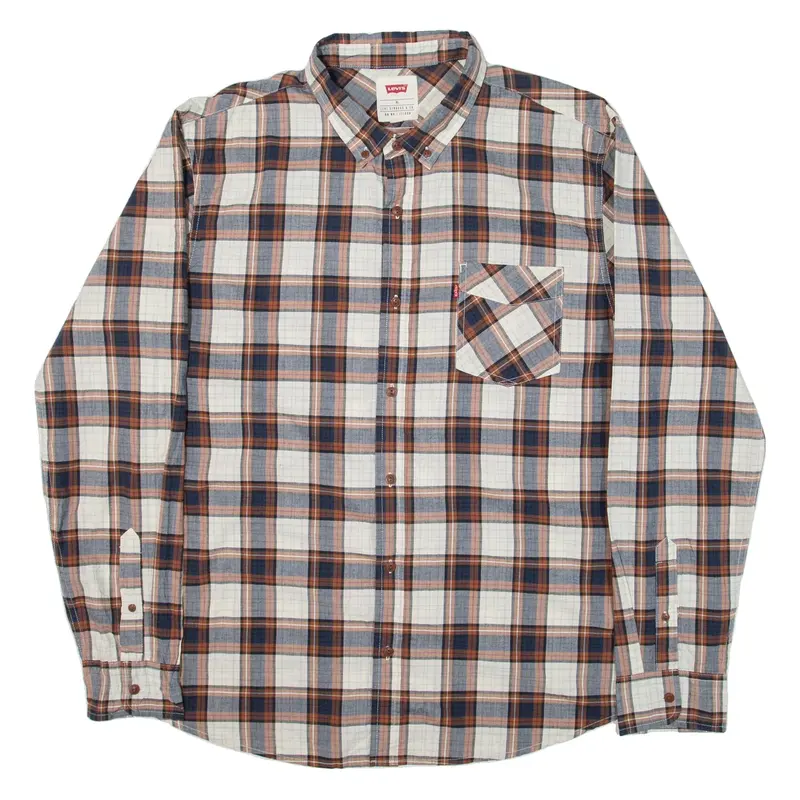 LEVI'S Mens Shirt Blue Check Long Sleeve XL
